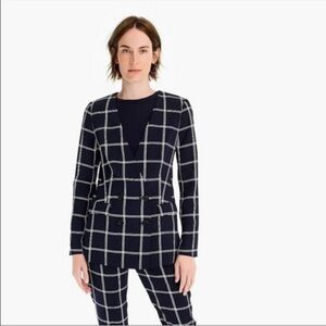 J. Crew French Girl Windowpane Blazer Navy Size 2 Petite